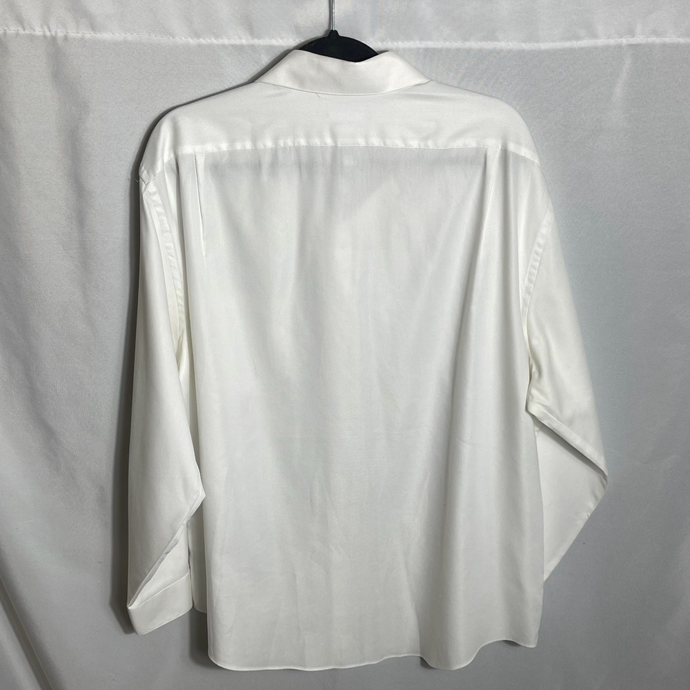 Van Heusen Fitted 18 34/35 White Pique Dress Shirt Wrinkle Free - Picture 2 of 6
